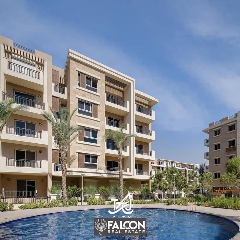 At the lowest price in Taj City, a ground floor apartment with a garden for sale in front of Cairo Airport on the Suez Road, New Cairo 0