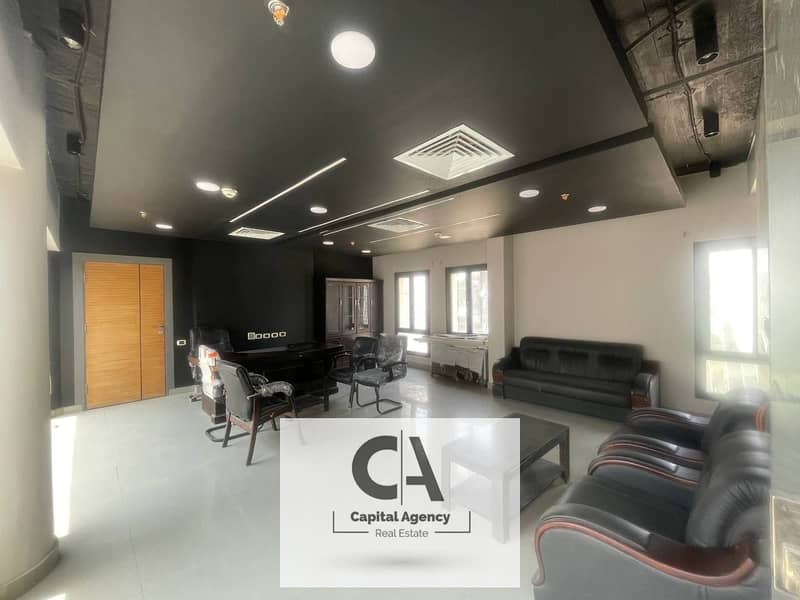 Administrative office for rent, 350 square meters, located in the third sector, on the southern 90th Street - finished with air conditioners - Fifth S 0