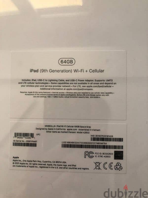 Apple iPad (9th Generation) WiFi + cellular 0