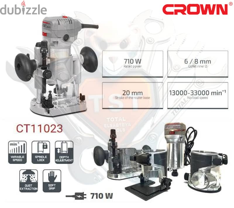 راوتر كراون 6، 8 ملم. 710 واط، الموديل: كراون CT11023 4