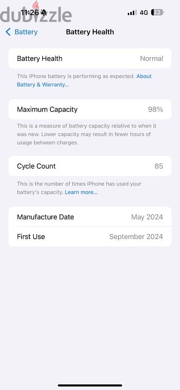 Iphone 15 pro max 265g 98% 85 cycle 5