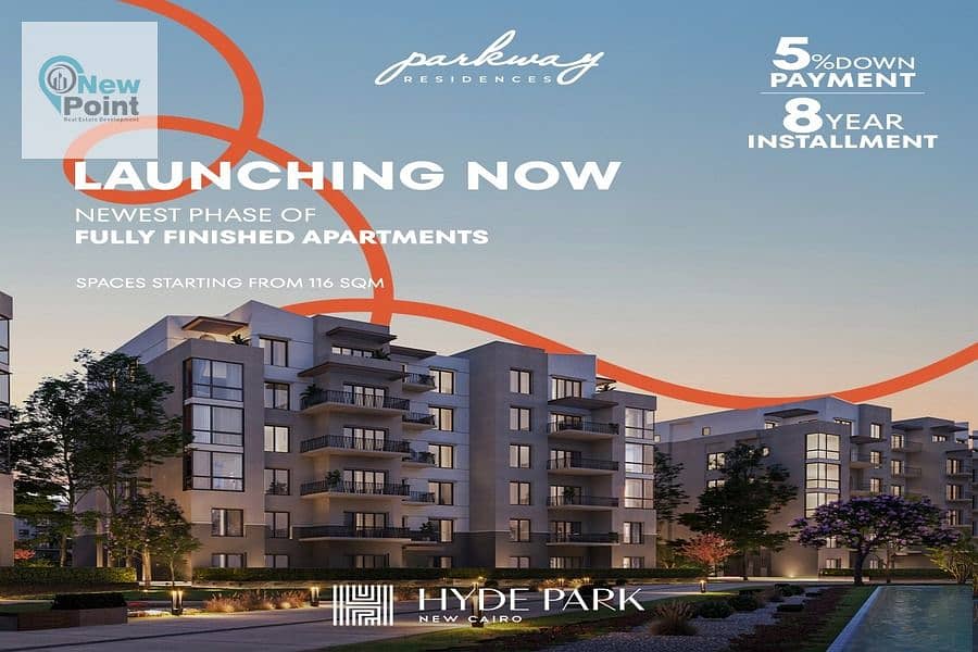 لاول مرة بمقدم 500 الف شقة متشطبة بالكامل من كمبوند هايد بارك التجمع الخامس Hyde Park New Cairo Compound 0