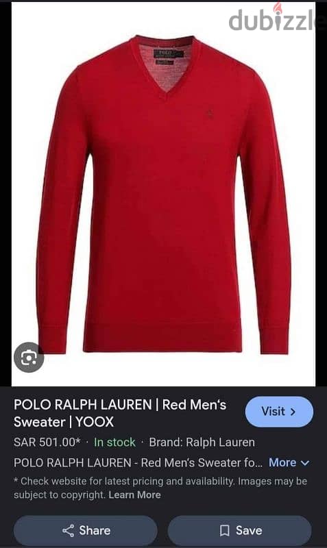 Polo Ralph Lauren slim fit  بولو رالف لورين أصلي جديد صوف كشمير 3