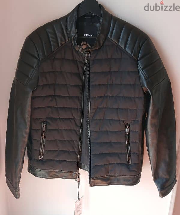 DKNY Men's Leather Jacket Original Size Medium with ticket 0