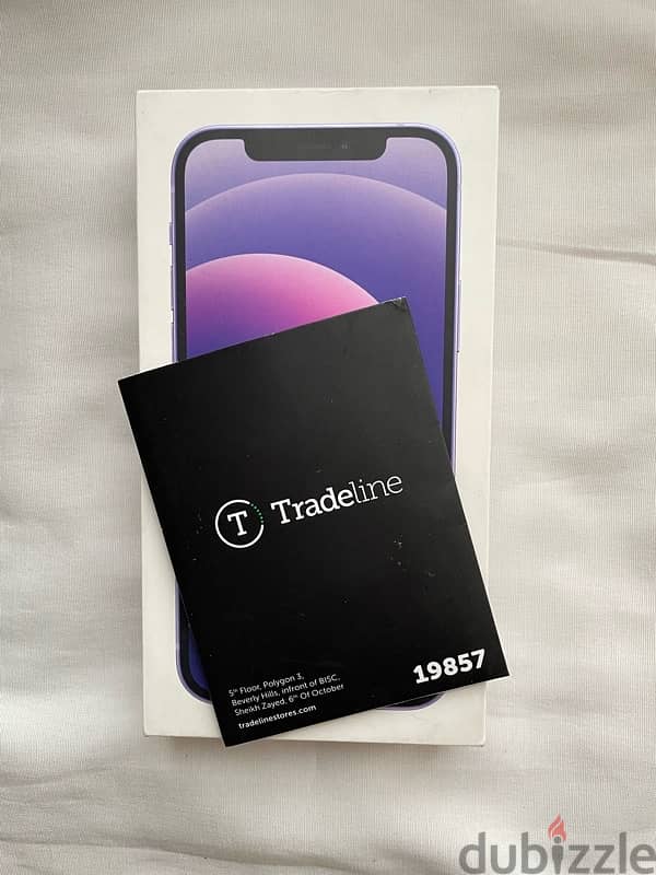 Iphone 12 purple with box and cable charger from trade line 128 giga 2