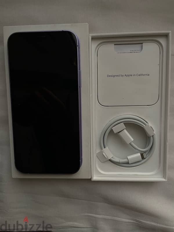 Iphone 12 purple with box and cable charger from trade line 128 giga 3