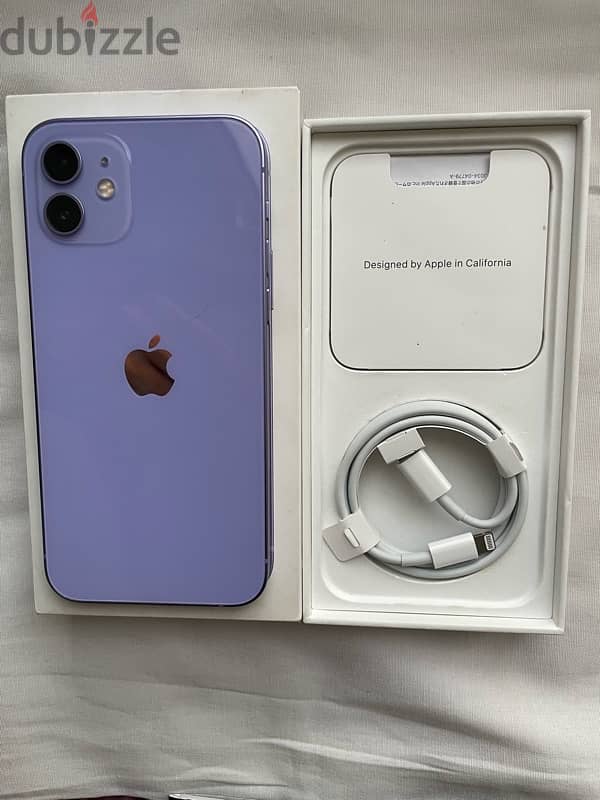 Iphone 12 purple with box and cable charger from trade line 128 giga 4