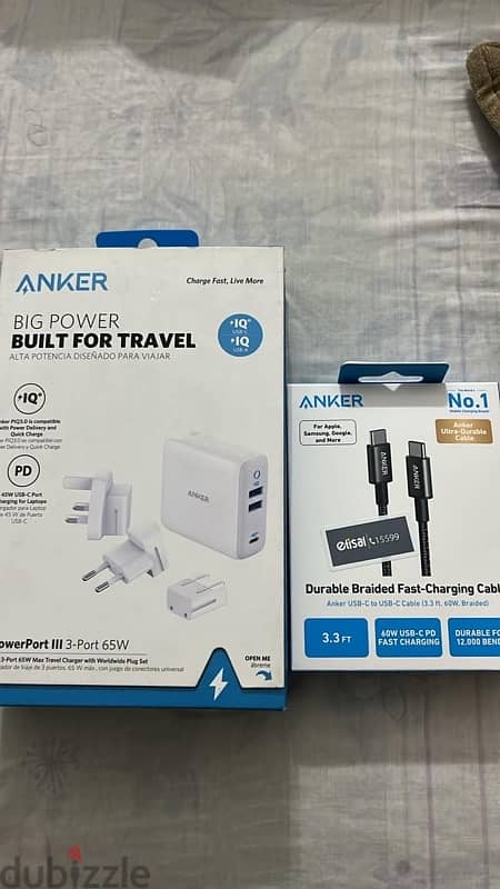 شاحن و كابل تايب سي anker 0