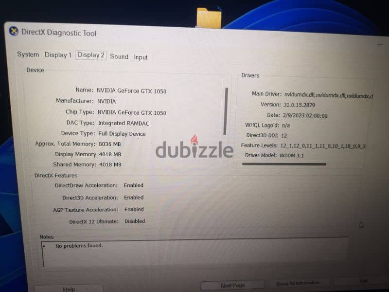 Dell G3 3579 i5 8th gen Nvidia GTX 1050 6