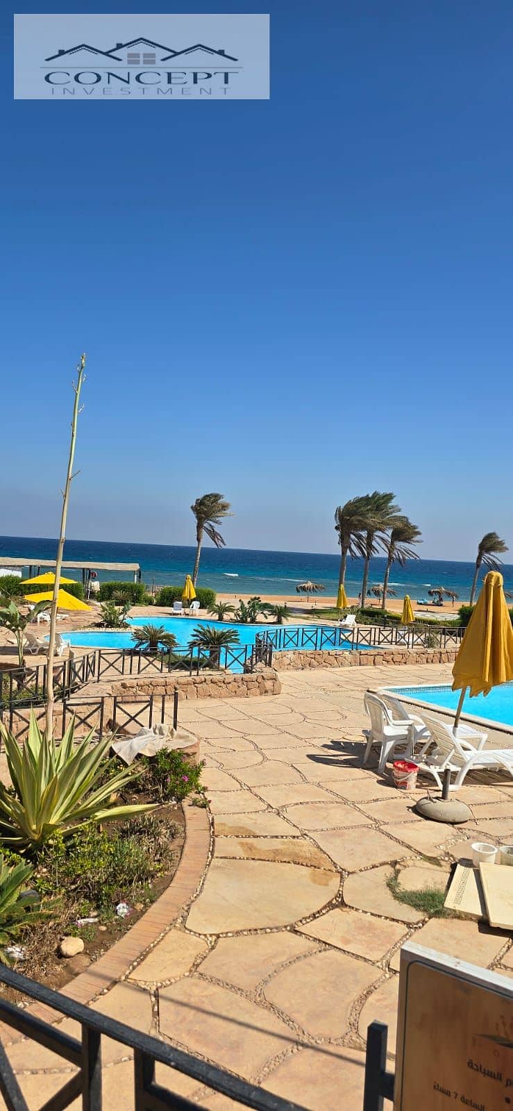 Sea + Pool View Fully Finished Ground Chalet + Garden For Sale In Topaz - Ain Sokhna 0