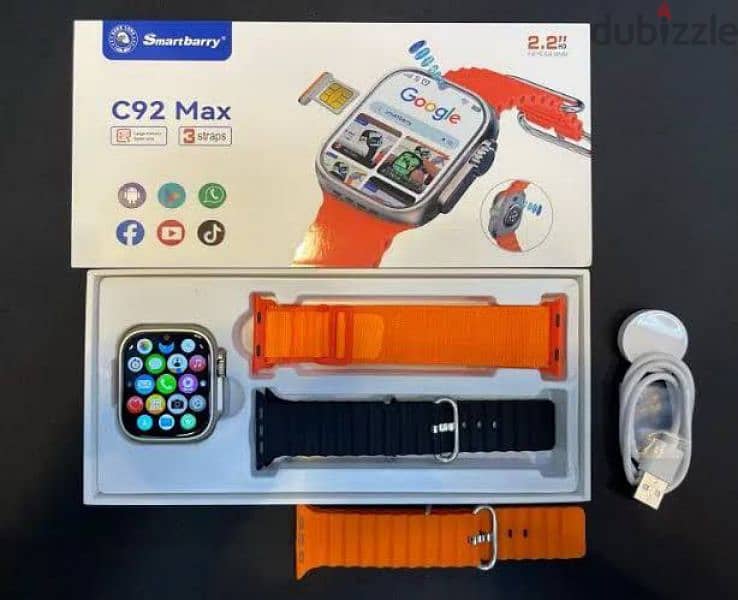 ساعة بشريحة و 2 كاميرا بخط موبايل C92 MAX ذاكرة تخزين 64 جيج 1