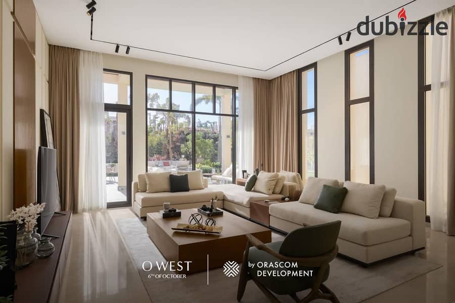 Resale apartment, immediate delivery, finished with a landscape view in Owest by Samih Sawiris, available for installment 0