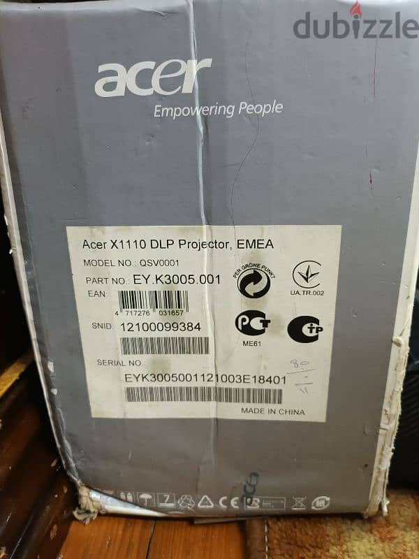 Acer X1110 DLP Projector, EMEA 1