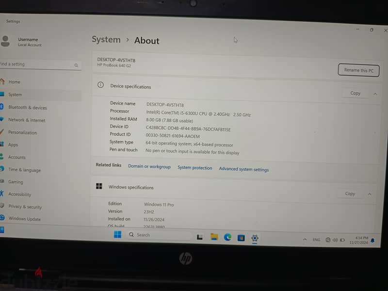 HP laptop core i5-g6 Ram 8gb SSD 128gb 1