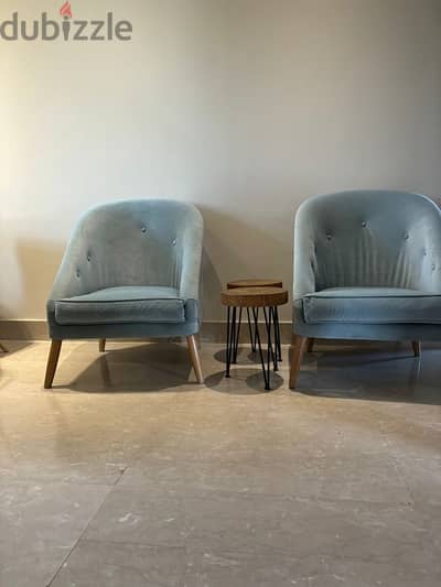 2 Light blue chairs