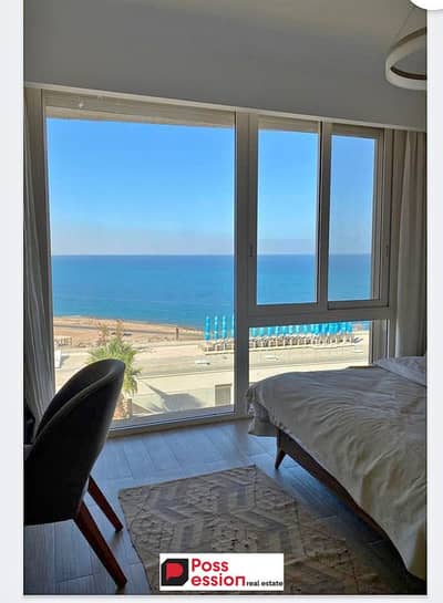 Chalet for sale in Ain Sokhna Telal Village with 0% down payment installments over 10 years first row, double view on the lagoon and the sea full