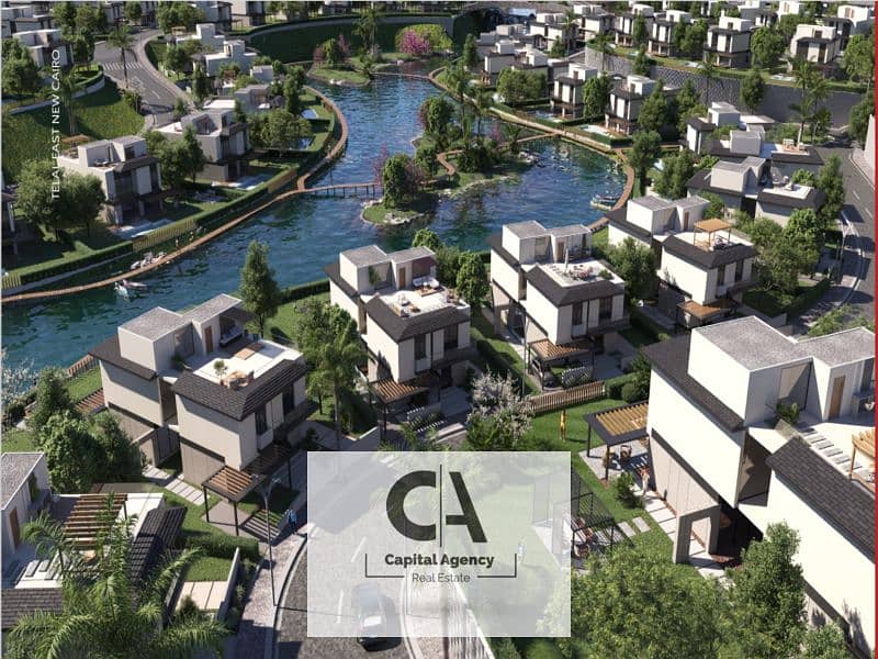 Apartment for sale in Telal East, the latest phase in the heart of the Fifth Settlement  5% down payment only Distinctive view directly on the lagoon 0