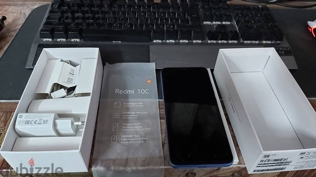 للبيع موبايل Redmi 10C مساحة 128 جيجا ورام 4 + 3 =7 جيجا 2