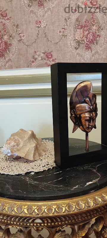 Copper mask in wooden frame 6