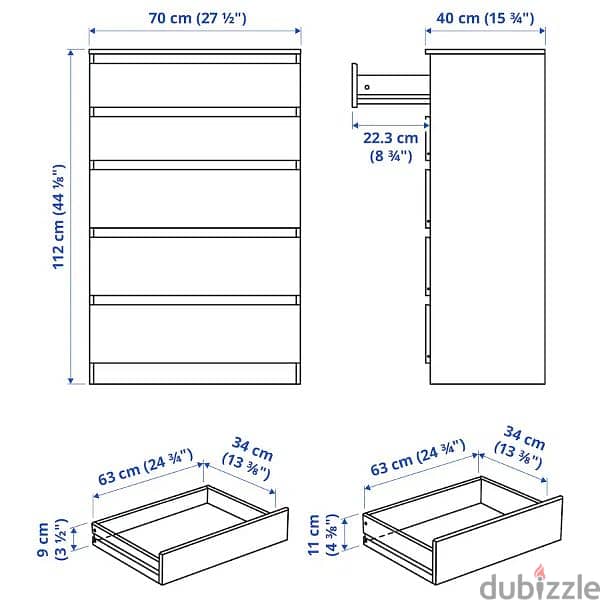 وحدة تخزين ٥ ادراج IKEA 2