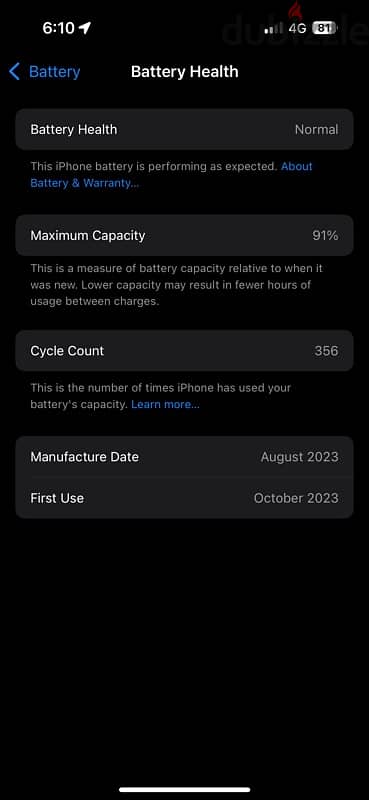 iPhone 15 pro 256 GB للبيع لون اسود بطارية 91% 0