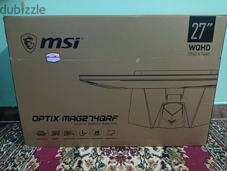 شاشة جيمنج و للمونتاج Msi, ips 27, 2K ,165Hz ,1ms 6