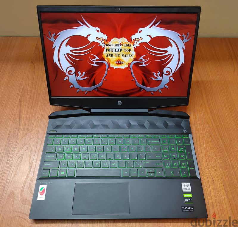 Hp Pavilion i7 10750H  GTX 1660ti 6gb Gaming LapTop  جيل عاشر 0