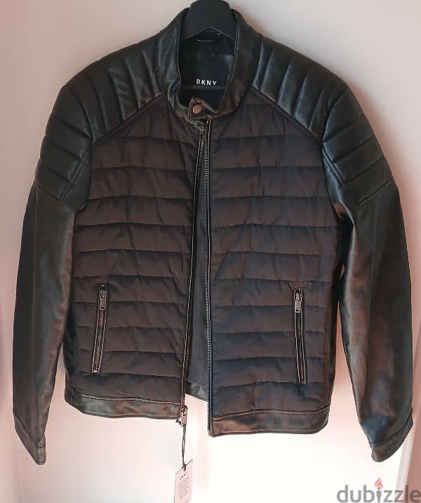 DKNY Men's Leather Jacket Size Medium NEW جاكيت جلد للرجال جديد 2