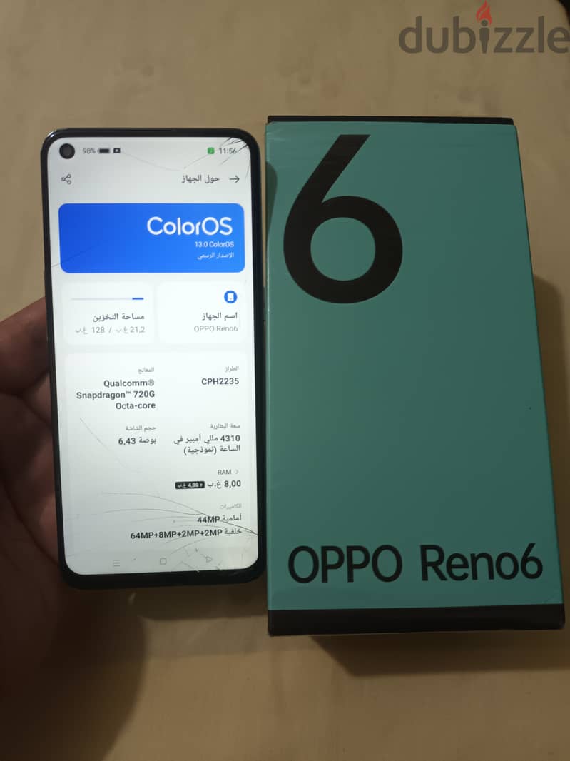 بحاله ممتازه  Reno 6 128/8 5