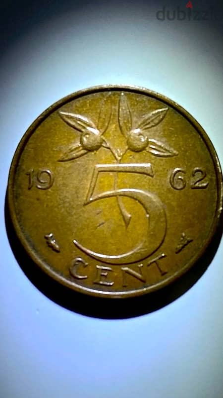 -عملة هولندي نادرة. Netherlands -5cents coin -1962- 3