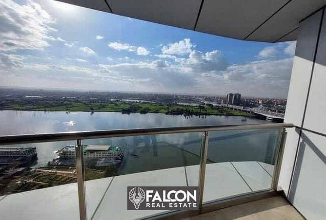 A wonderful 430-meter apartment for sale on the Nile Corniche, fully finished, with central air conditioning, prime location, in front of Hilton Maadi 0