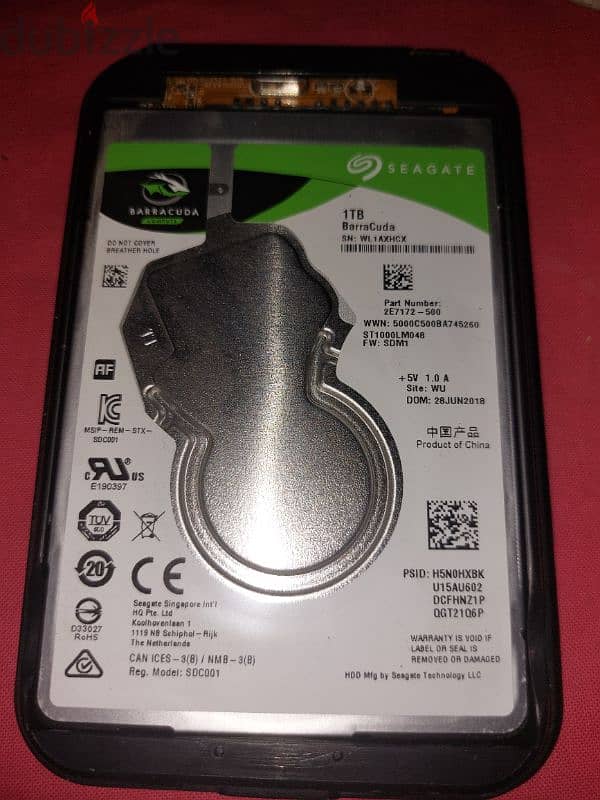 هارد لاب توب بحالة ممتازة بالراك Seagate 1 TB "2.5 HDD 0