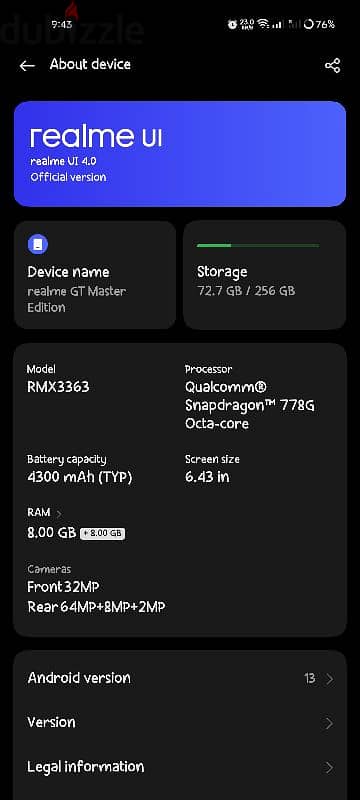 realme gt master Edition 256G-8Ram 6