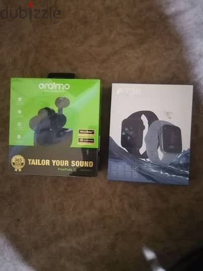 ايربودز oraimo +ساعه سمارت FT30