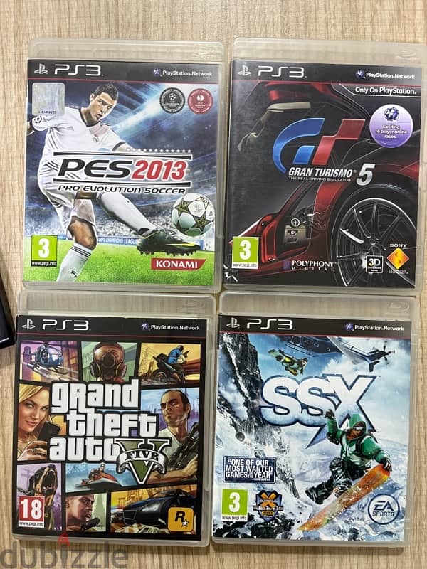 ps3 4cd’s gta5 + pec2013 + gran turismo 5 + ssx 0