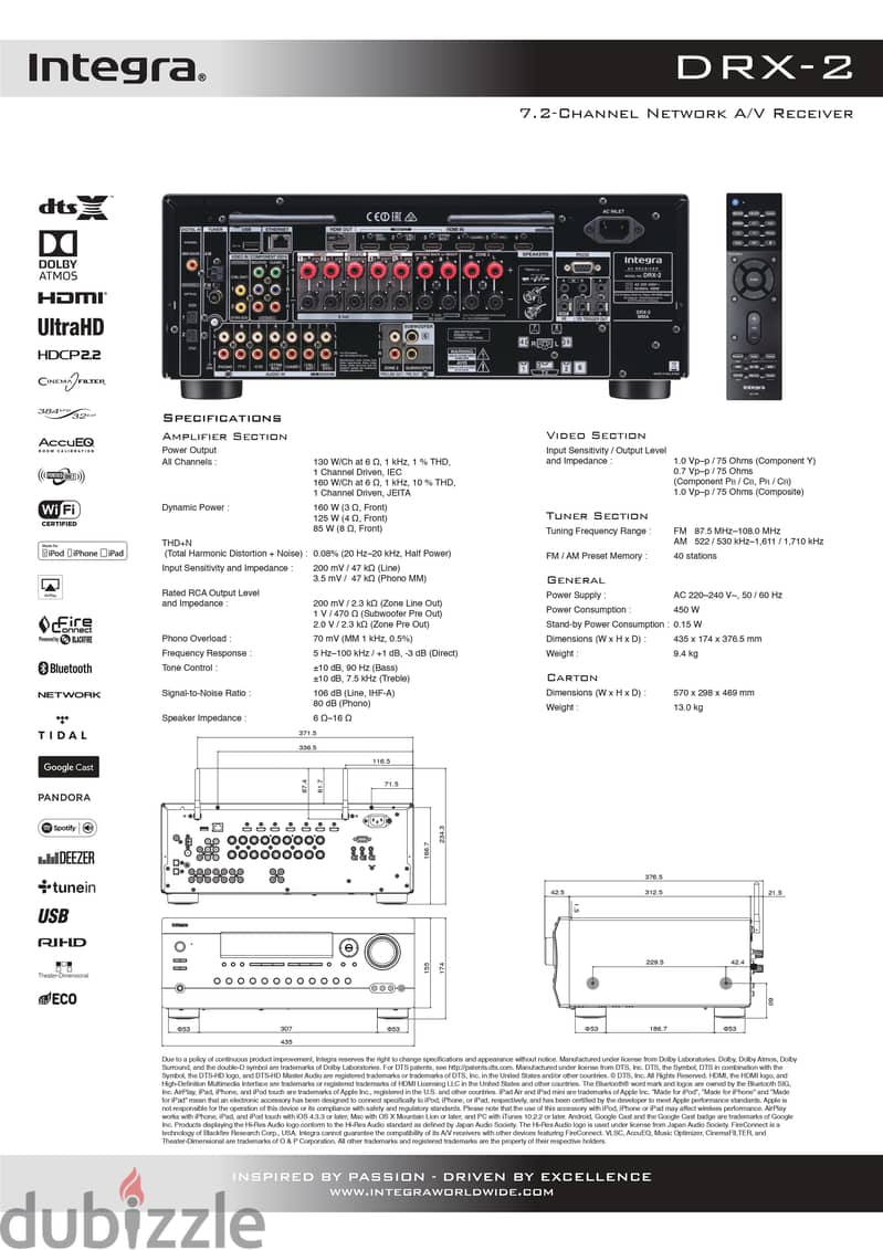 AV receiver Integra DRX-2 - 7.2-Channel 1