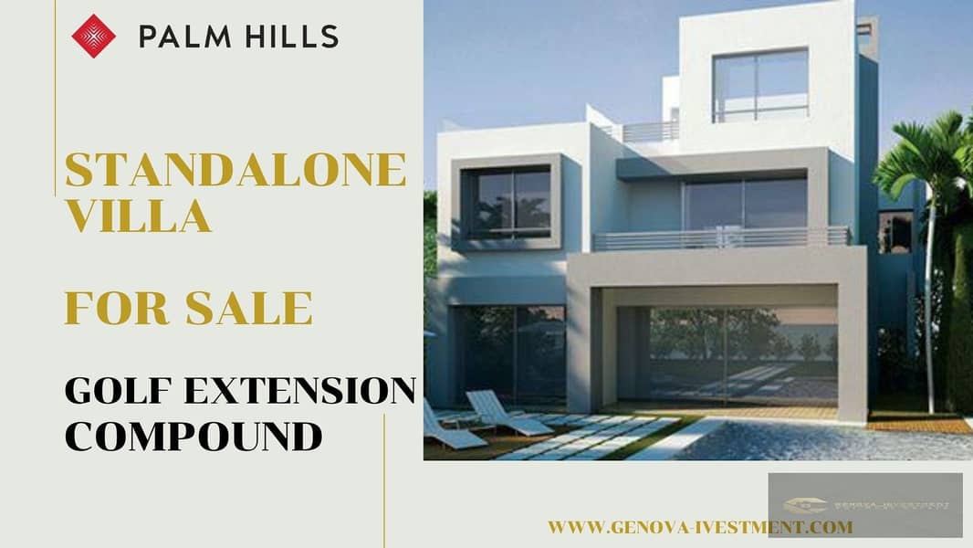 Independent villa for sale in GOLF EXTENSION Compound, Palm Hills City, Sheikh Zayed, on the 26th of July Corridor, directly next to New Giza. 0