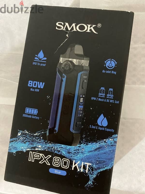 فيب smok ipx80 kit بشاشه دجيتال ٨٠ وات ، بحاله جيده جدا للبيع + العلبه 4