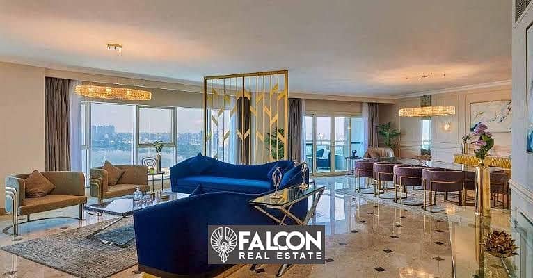 شقة فندقية 340م بنوراما نيل فيو تشطيب كامل استلام فوري ف هيلتون المعادي ابراج نايل بيرل Hilton Nile Pearl 0