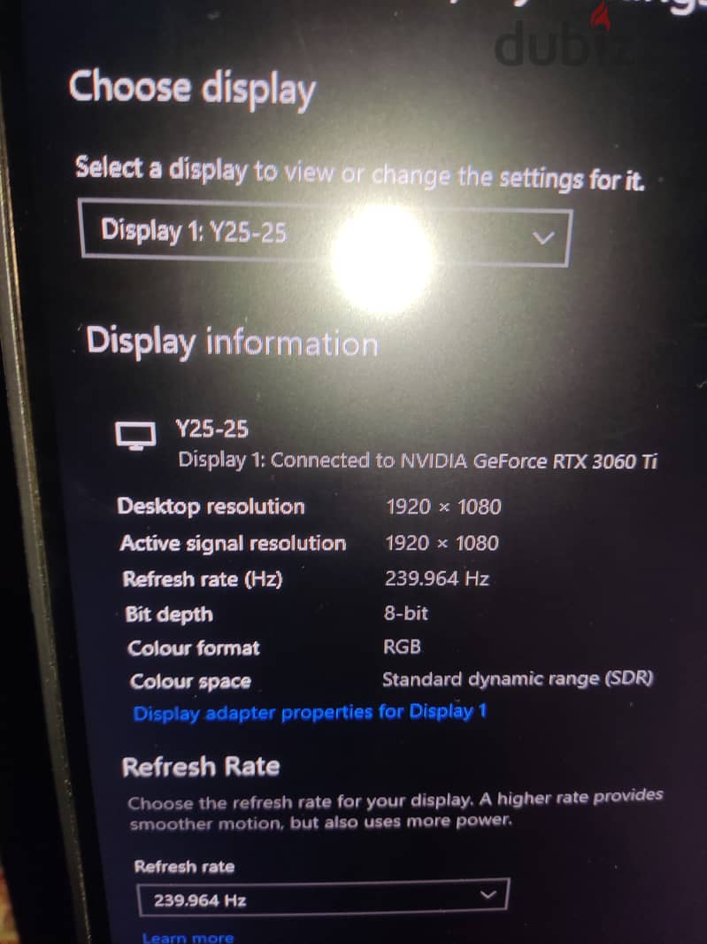 شاشة جيمنج بحالة كويسة lenovo legion y25-25 240hz ips panel 1