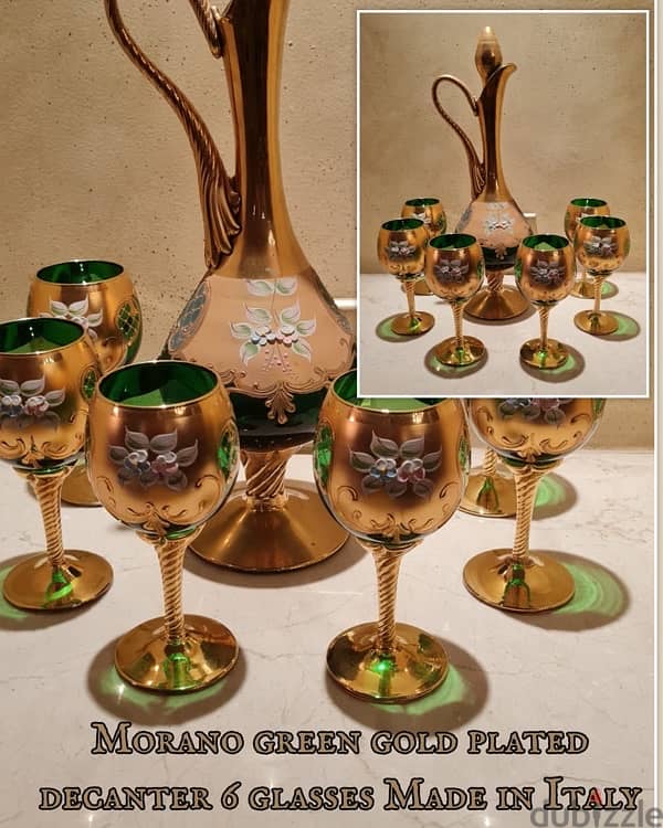 Bohemian morano glass and gold italian sets 9