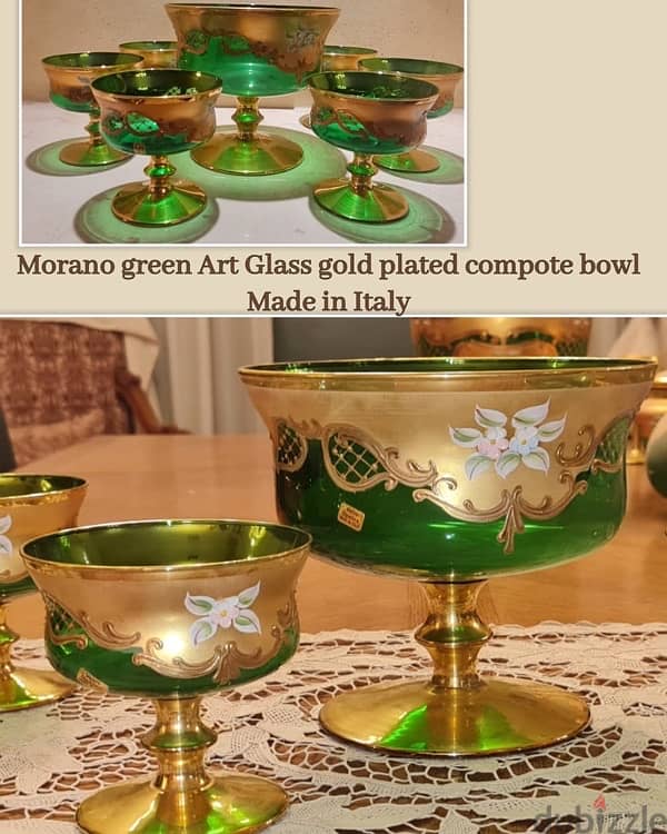 Bohemian morano glass and gold italian sets 11