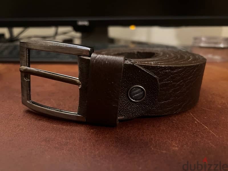 dark brown genuine leather belt - حزام طبيهى بنى غامق 1