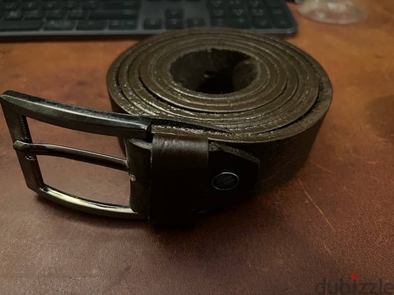 dark brown genuine lether belt - حزام طبيهى بنى غامق 2