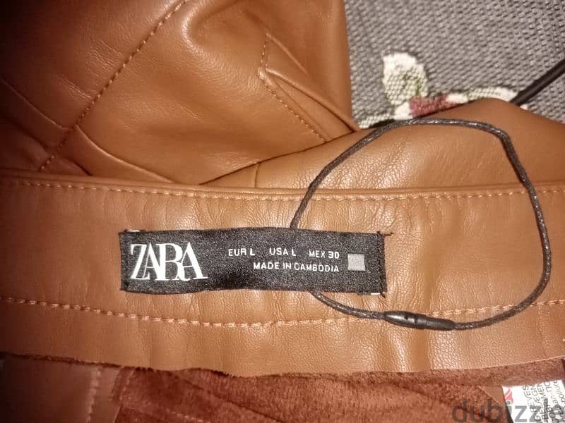 بنطلون حريمى جلد جديد اصلى من ZARA مقاس 30 5