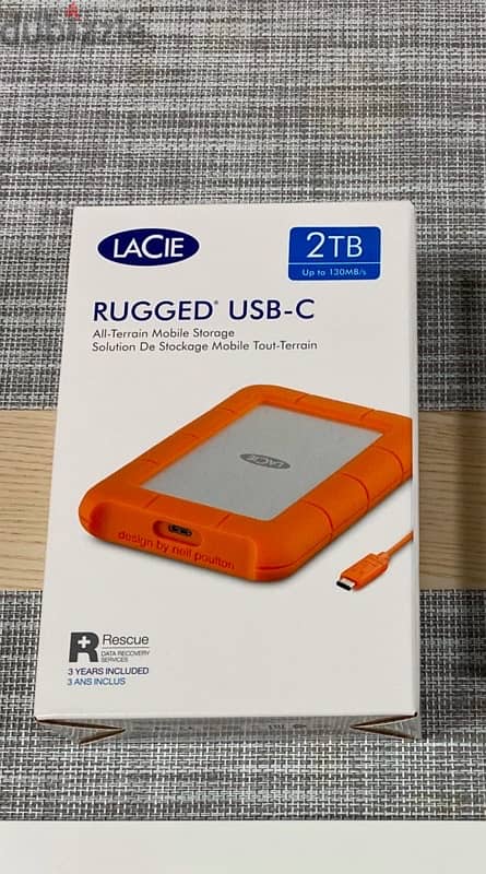 LaCie Rugged USB-C drive 2tb HDD ( used ) 0