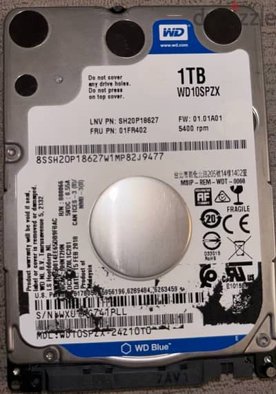 1 TB Blue Laptop HDD - WD10SPZX 1 TB