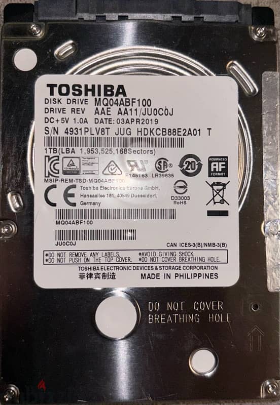 TOSHIBA MQ04ABF100 1TB 0