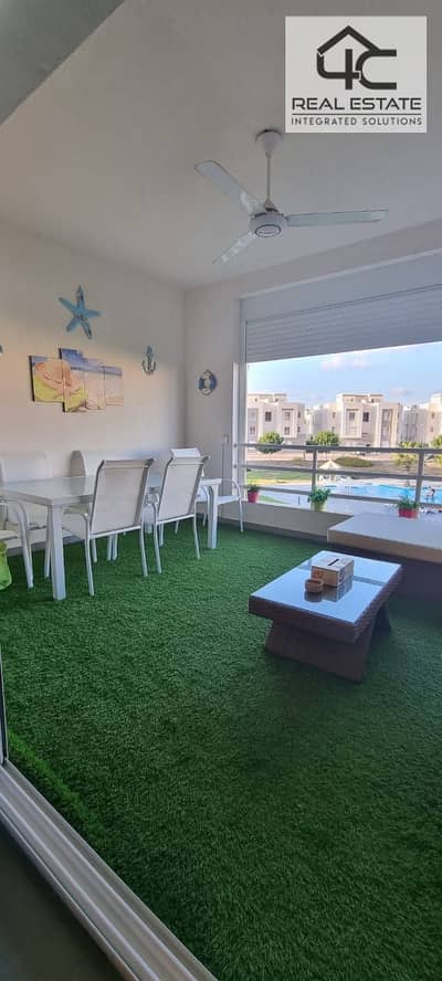 Fully finished chalet, ultra super luxury, fully air-conditioned chalet, 105 sqm, 2 nautical bedrooms   open view for sale in Amwaj Sabbour, North Coa