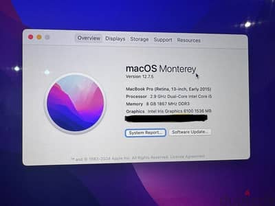 ماك بوك برو اخر ٢٠١٥ حاله ممتازه